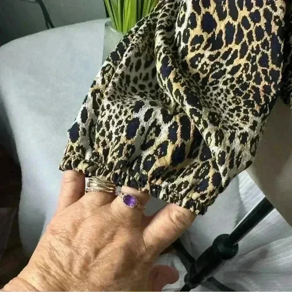 Zara Trafaluc Large Women’s Long Sleeve Animal Leopard Print Elastic Cropped Hem - Picture 6 of 10